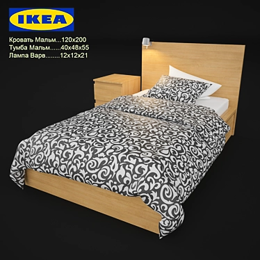 IKEA Malm Bed Set 3D model image 1 