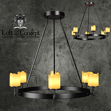 Industrial Style Black Chandelier 3D model image 1 