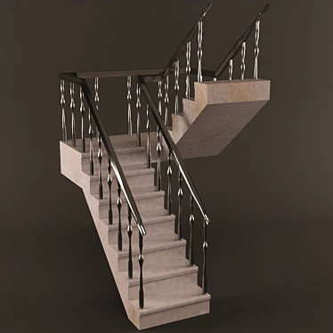  Sleek Modern Staircase Set 3D model image 1 