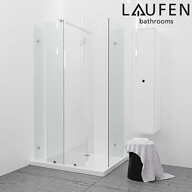 Luxurious Shower Set with Laufen IL BAGNO ALESSI dot Tray & Faucet 3D model image 1 