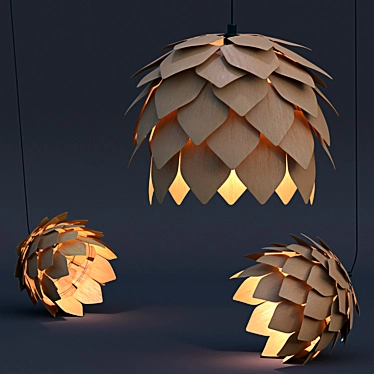 Rustic Wooden Pendant Light 3D model image 1 