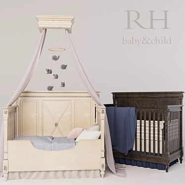 Jourdan Convertible Bed with Chambray Whale Mobile 3D model image 1 