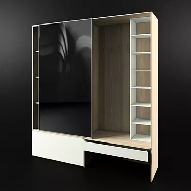 Sleek White Gloss Wardrobe 3D model image 1 