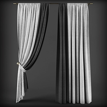 Two-Tone Interlocked Curtains 3D model image 1 