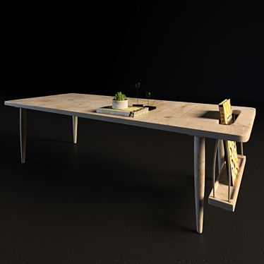 Rustic Wood Coffee Table 3D model image 1 