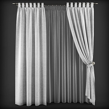 Modern Strap Curtains 3D model image 1 