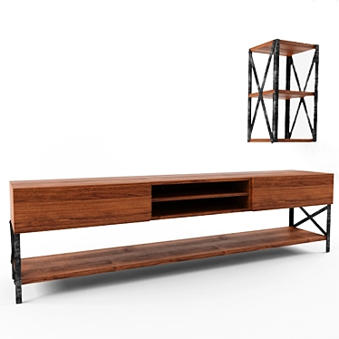 Modern Metal TV Unit with Shelf 3D model image 1 