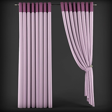 Elegant Grommet Curtains 3D model image 1 