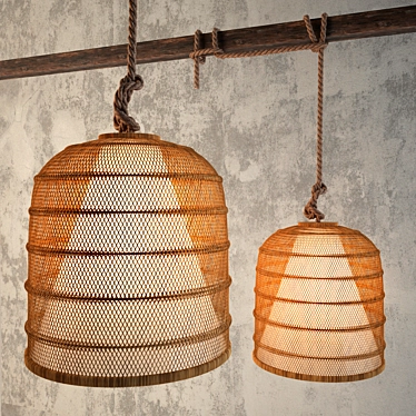 Rustic Bamboo Dome Lamp 3D model image 1 