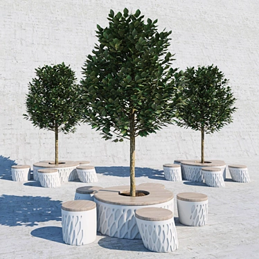 Designer Park Benches | Stylish Seating for Outdoor Spaces 3D model image 1 