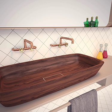 Elegant Shell Wood Washbasin 3D model image 1 