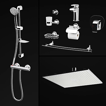 Ferro Bath Set - Shower, Faucet, Towel Hanger & More 3D model image 1 