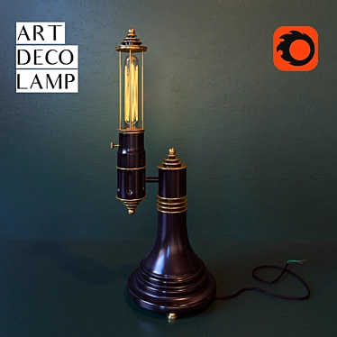 Vintage Art Deco Table Lamp 3D model image 1 