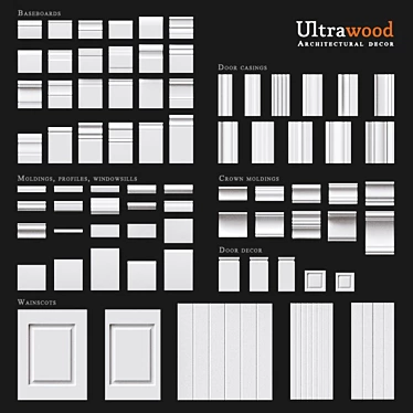 Ultimate Wood Molding Kit: 75 Elements, Perfect for Spline Paths 3D model image 1 