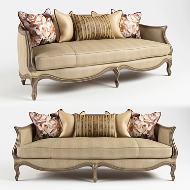 Carved Wood Frame Sofa 3D model image 1 