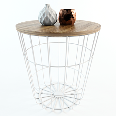 Modern Wood and Metal Side Table 3D model image 1 
