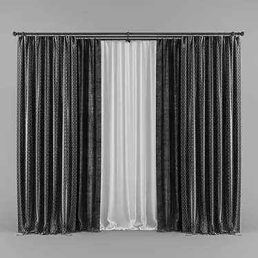 Classic Black Curtain 66 inches 3D model image 1 