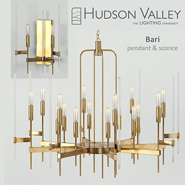 Bronze Loft Chandelier & Sconces 3D model image 1 