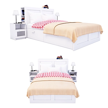 Versatile Bed with Integrated Cupboard - Ikea BRIMNES 3D model image 1 