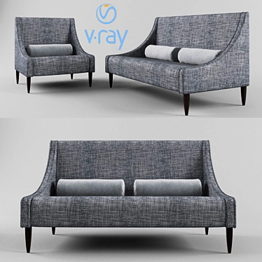 Cozy Comfort: Sikka Domingo Salotti Sofa & Armchair 3D model image 1 