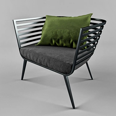 Stylish Outdoor Metal Armchair 3D model image 1 