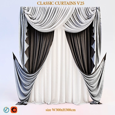 Classic Window Curtain: Timeless Elegance 3D model image 1 