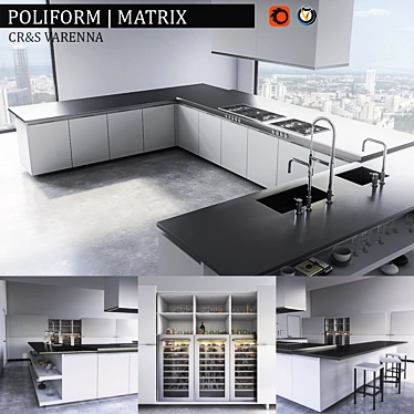 Stylish Varenna Matrix Kitchen 3D model image 1 