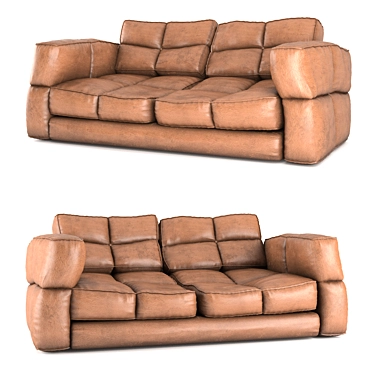 Vintage Distressed Leather Sofa 3D model image 1 