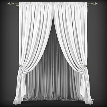 Classic Elegance: Curtains in Timeless Style 3D model image 1 