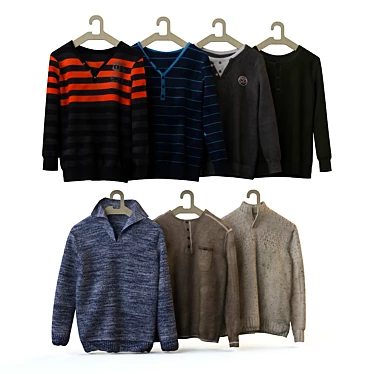 Men's Pullover Assortment: Striped, Regular Fit & More 3D model image 1 