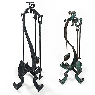 Elegant Iron Fireplace Accessories 3D model image 1 