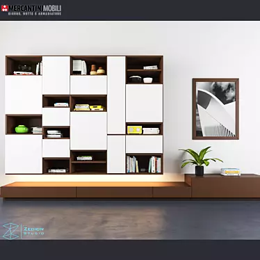 Modern Floating Bookcase with Optional LED Light 3D model image 1 