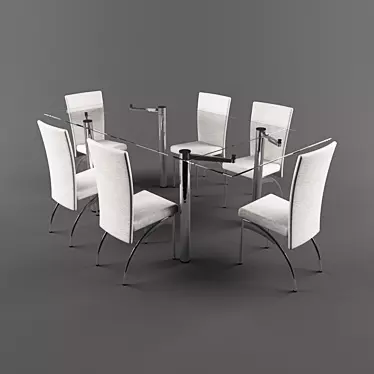 Elegant Glass Table Set 3D model image 1 