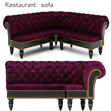 Elegant Bronze Velvet Restaurant Sofa 3D model image 1 