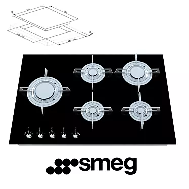 Sleek Smeg Gas Hobs 3D model image 1 