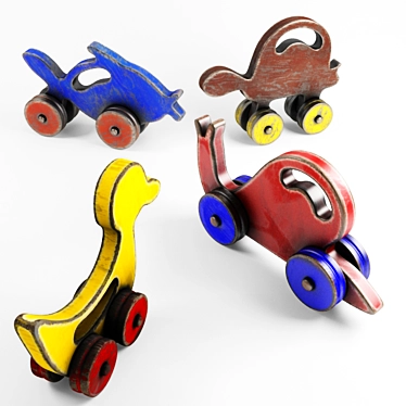 Retro Wooden Animal Toy 3D model image 1 