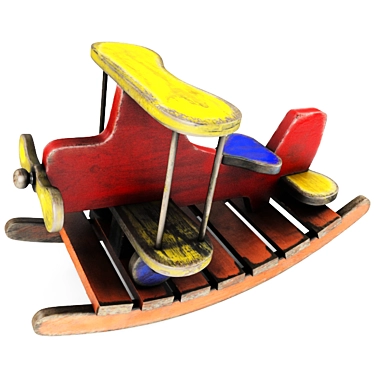 Vintage Wooden Rocking Plane 3D model image 1 