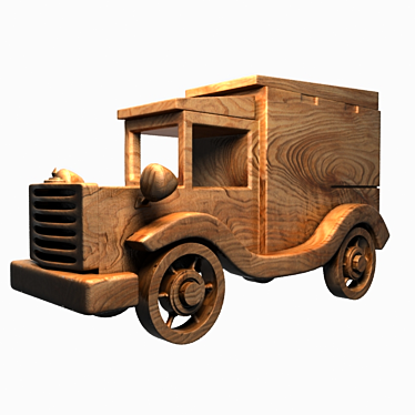 Wooden Toy Car 3D model image 1 