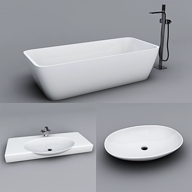 ArtCeram Bath & Washbasin Combo 3D model image 1 