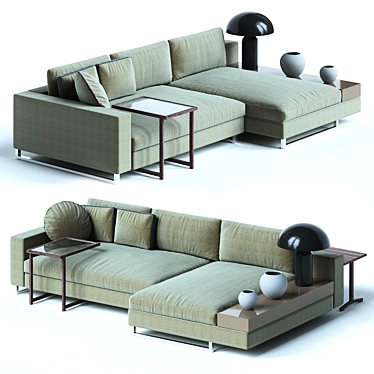 Sormani HERNEST: Contemporary Fabric 3-Seater 3D model image 1 