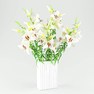 Elegant White Lily Bouquet 3D model image 1 