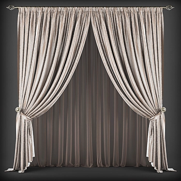 Classic Style Curtains 3D model image 1 