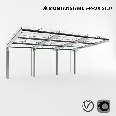 Modus S100 Glass Canopy with Stainless Steel Mountings 3D model image 1 