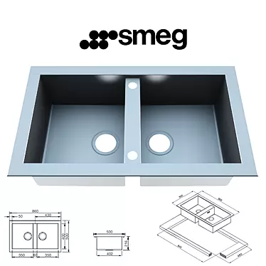 Elegant Smeg Sink: Perfect for Your Kitchen 3D model image 1 