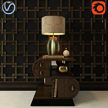 Title: Elegant Bedside Table Set 3D model image 1 