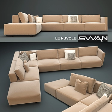 Luxury Italian Corner Sofa: Le Nuvole/SWAN 3D model image 1 