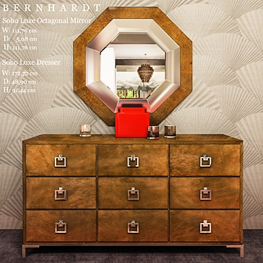 Soho Luxe Dresser & Mirror Combo 3D model image 1 