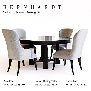 Sophisticated Bernhardt Sutton House Dining Set 3D model image 1 