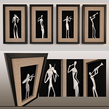 Musical Quartet Wall Panel 3D model image 1 