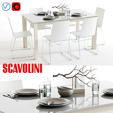 Modern Italian Dining Set: Scavolini Aire & Kuadra 3D model image 1 